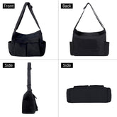 TIAASTAP Canvas Messenger Bag, Large Hobo Crossbody Bag with Multiple Pockets, Hobo Casual Bags Canvas Shoulder Tote Bag for Women and Men (A Black)